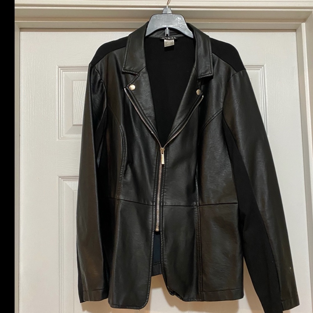 Venus Faux Leather Peplum Moro Jacket